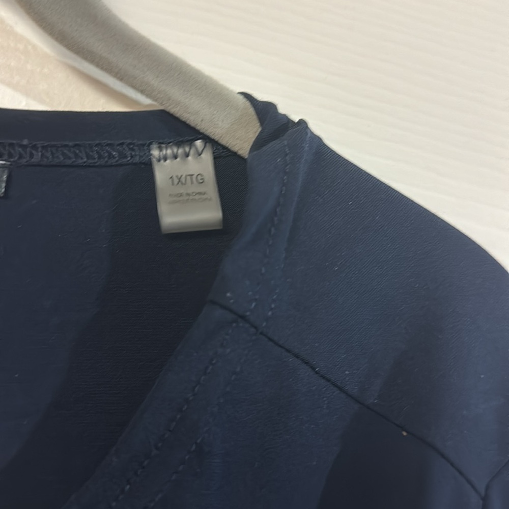 NWOT Tahari navy blue 3/4 sleeve crew neck business casual long tunic top 1X - Picture 7 of 9